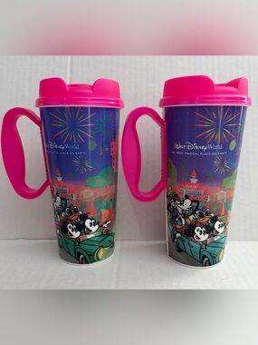 Whirley Drink Works Disney World Travel Tumbler with Hot Pink Lid & Handle